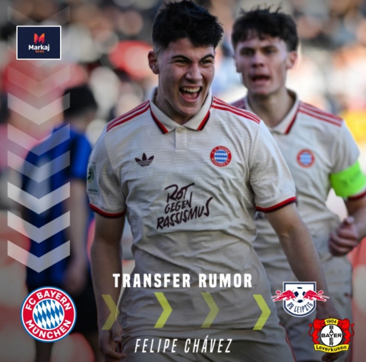 图片报：多队关注拜仁天才中场查韦斯，本赛季28场12球12助