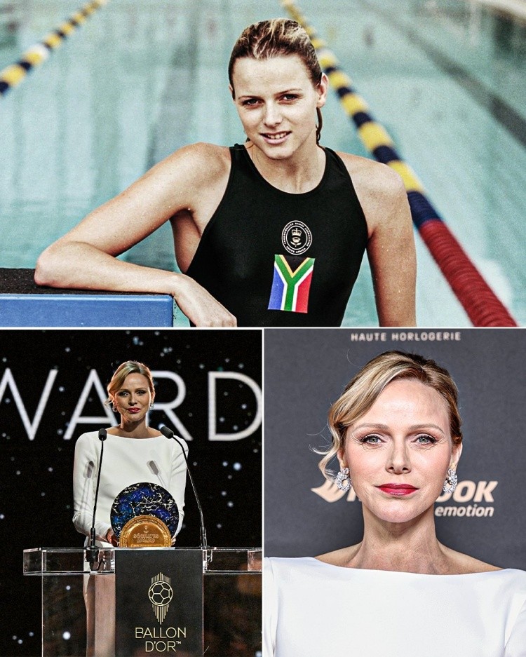 摩纳哥夏琳王妃优雅白裙亮相金球颁奖礼，曾是南非女子游泳冠军